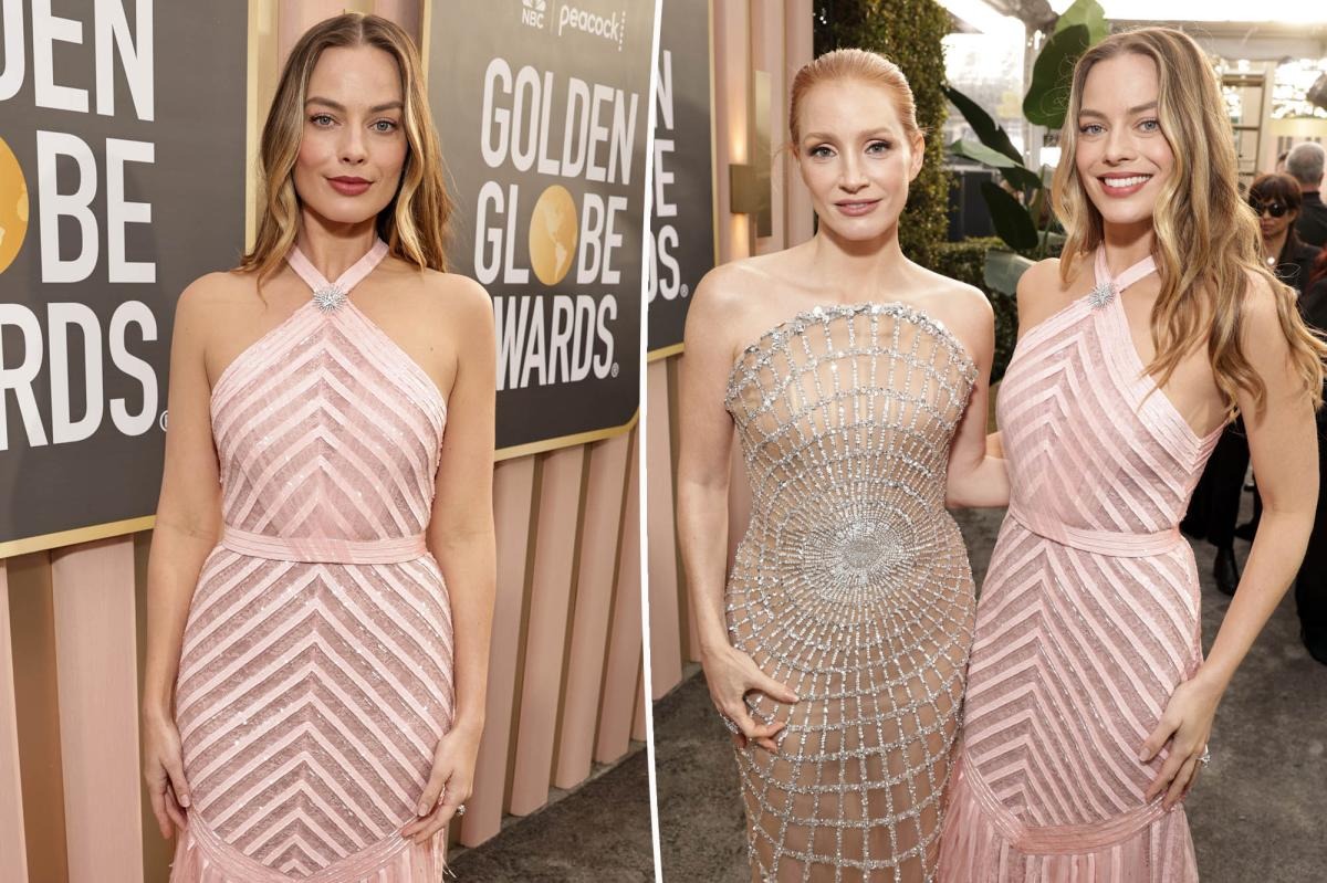 Margot Robbies 2023 Golden Globes Dress Took 750 Hours To Create — And Boasts 30000